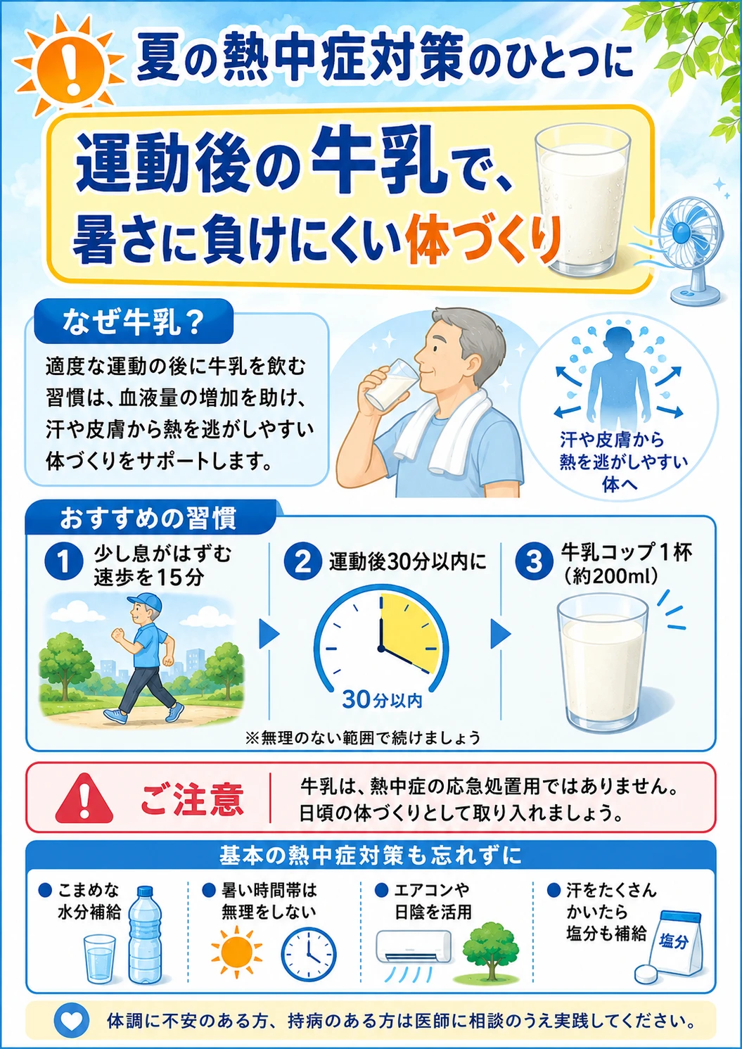 乳製品（牛乳、ヨーグルト）で暑さに負けにくい体づくり